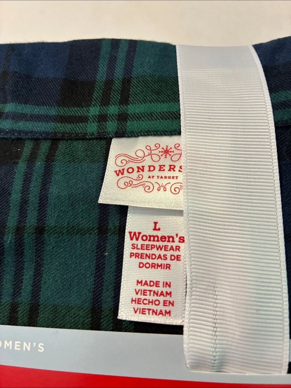 NWT Womens Plaid Flannel Long sleeve Button Shirt Pants Pajama Set Navy Large